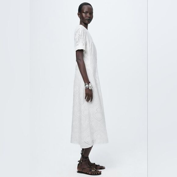 Zara EMBROIDERED EYELET DRESS ZW COLLECTION - Picture 5 of 10